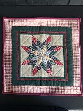 Vintage Patchwork Layered Plaid Star Quilt Throw Pillow Cover 17 Inch
